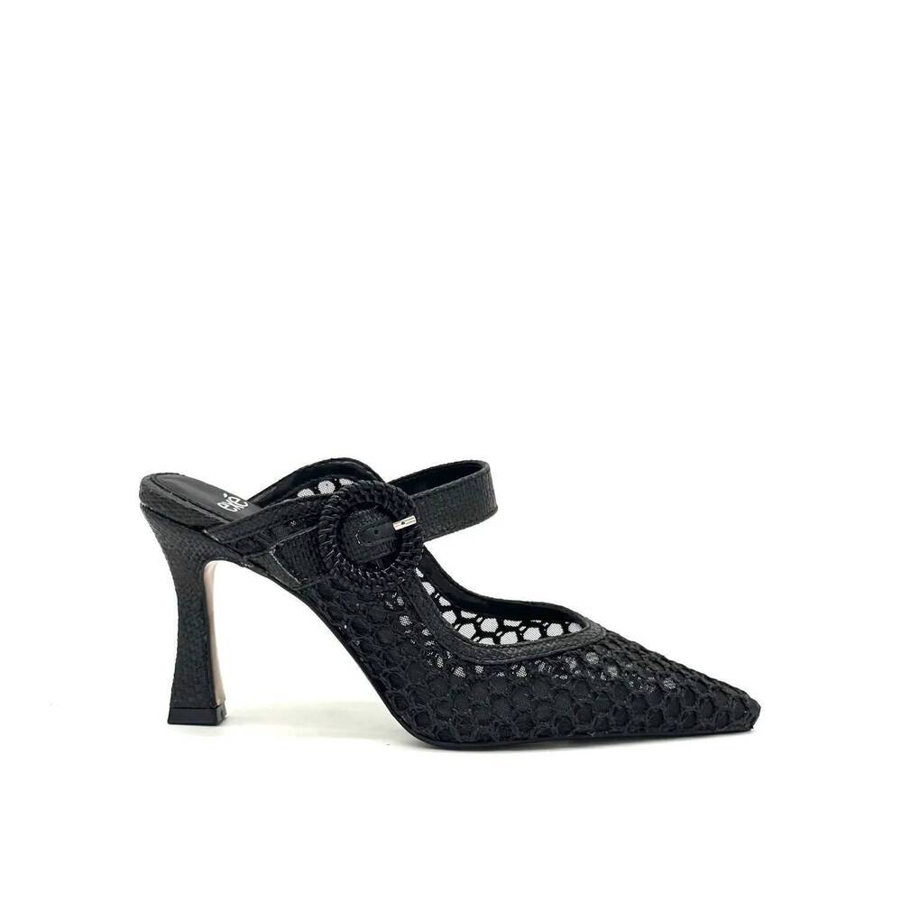 NEW EXE women's lamina honeycomb buckle mules in black